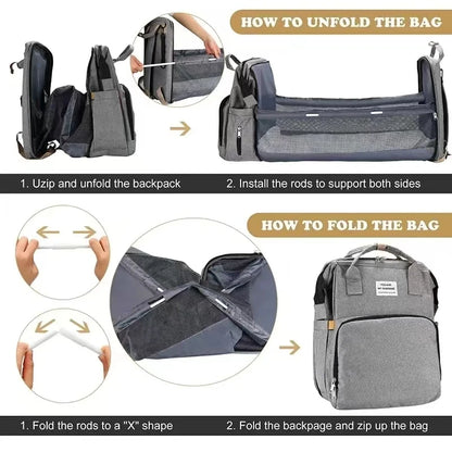 Foldable Diaper Bag with Changing Station – Spacious, Insulated, and Travel-Ready