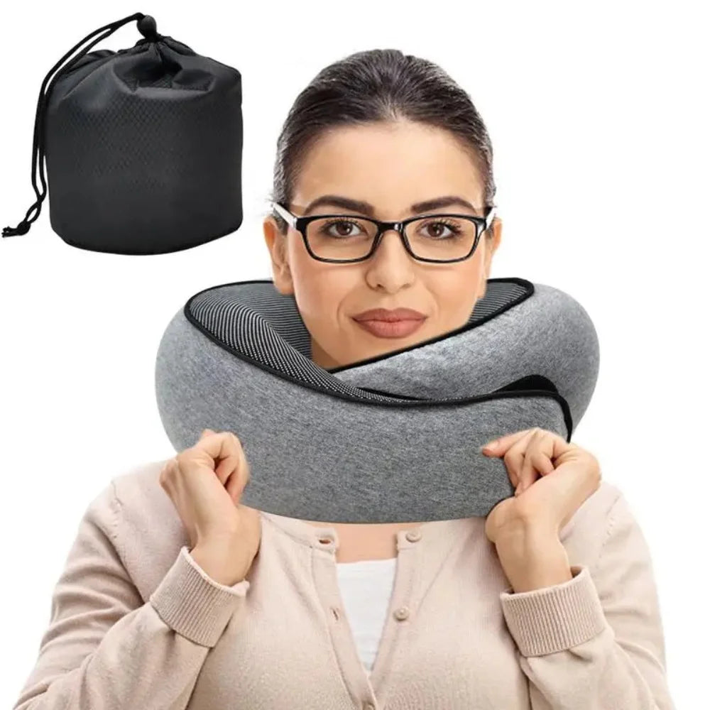 Ergonomic Memory Foam U-Shaped Travel Neck Pillow – Portable, Adjustable, and Comfortable