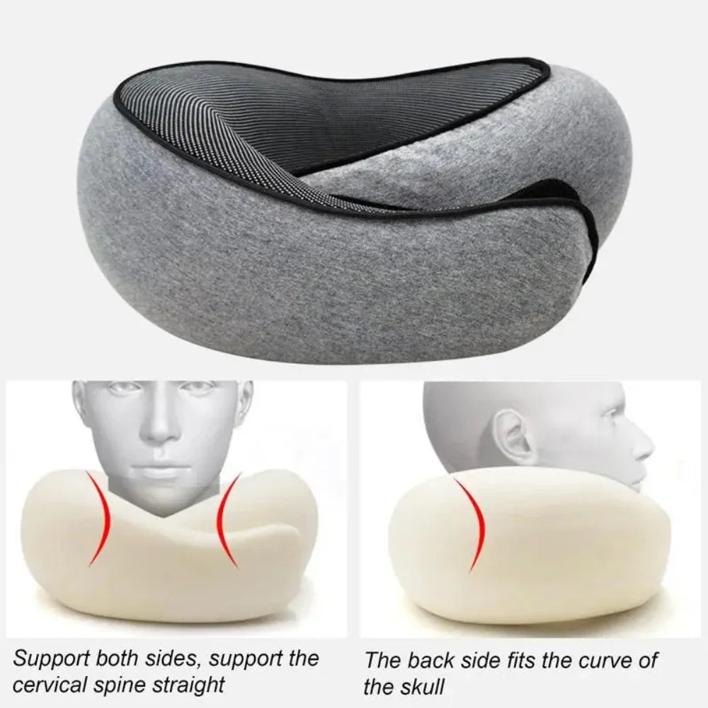 Ergonomic Memory Foam U-Shaped Travel Neck Pillow – Portable, Adjustable, and Comfortable