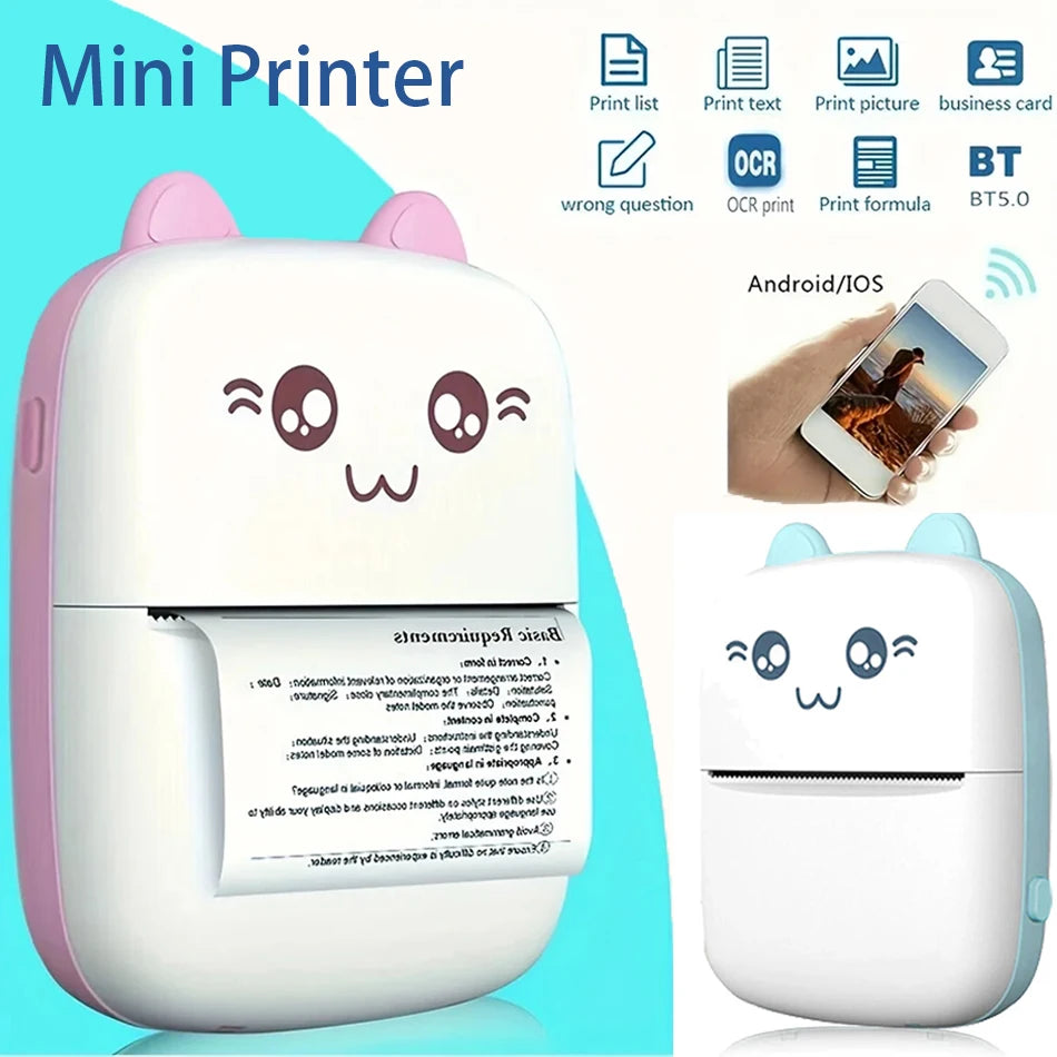 Wireless Mini Bluetooth Thermal Printer – High-Resolution Labels, Photos, and More