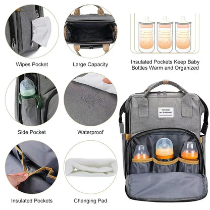 Foldable Diaper Bag with Changing Station – Spacious, Insulated, and Travel-Ready